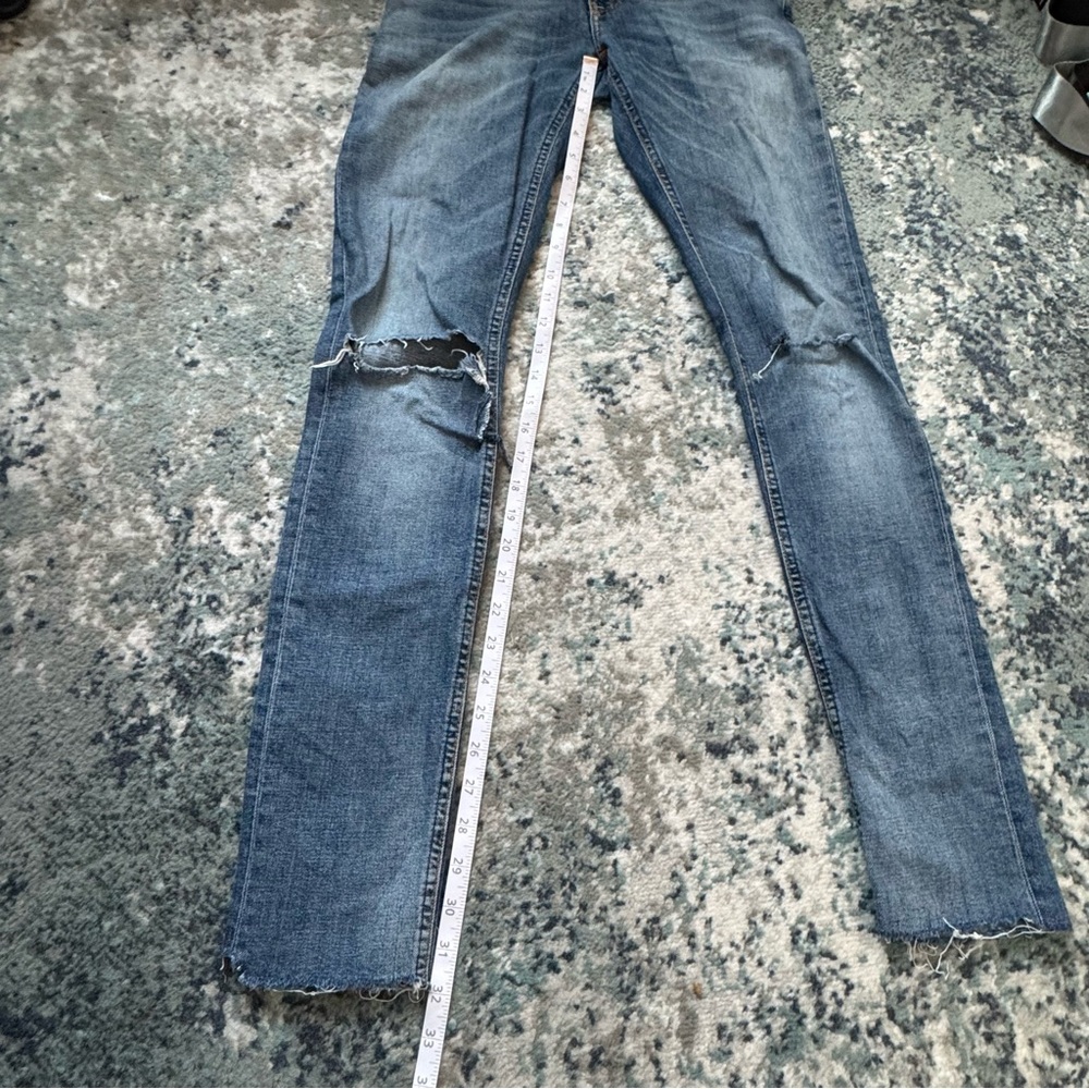 Size 28 Length 34 Nudie Jeans Women’s Faded Blue Denim Ripped Skinny Jeans - Picture 15 of 16